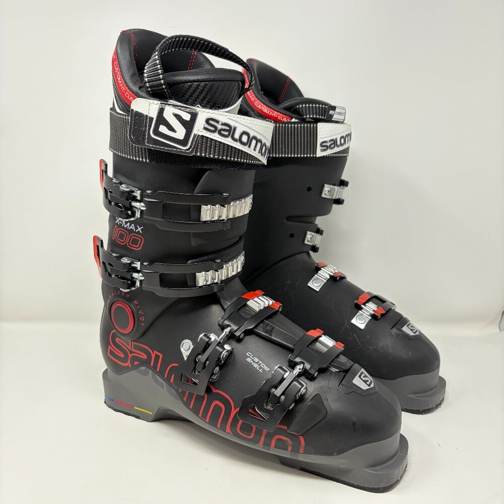 Salomon X-Max 100 Ski Boots Black/Red Oversized Pivot Custom Shell Pro 27.5/9.5